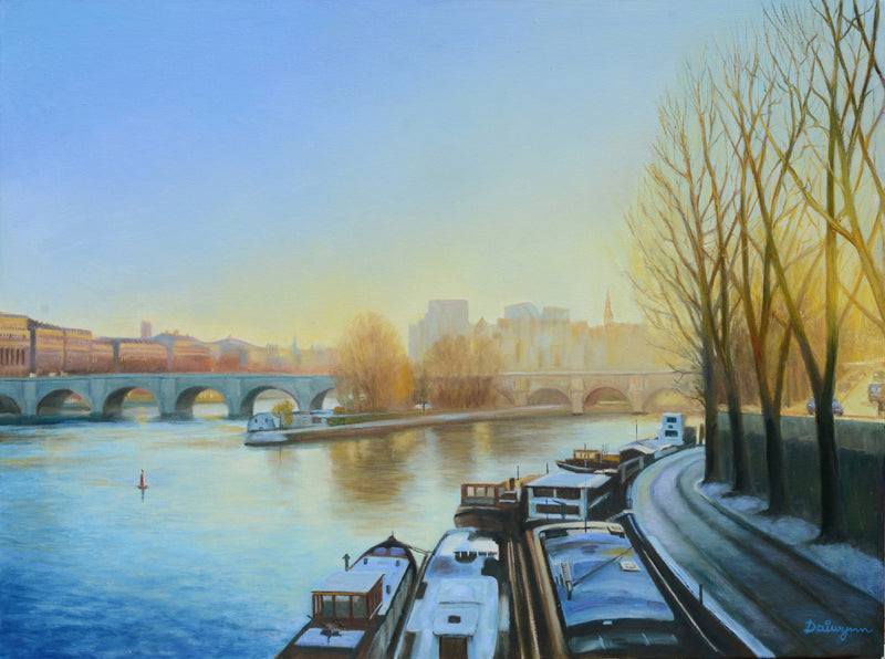 Winter Sun in Paris, France — Original Oil Painting