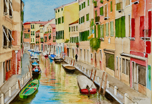 A Colourful Canal in Venice, Italy