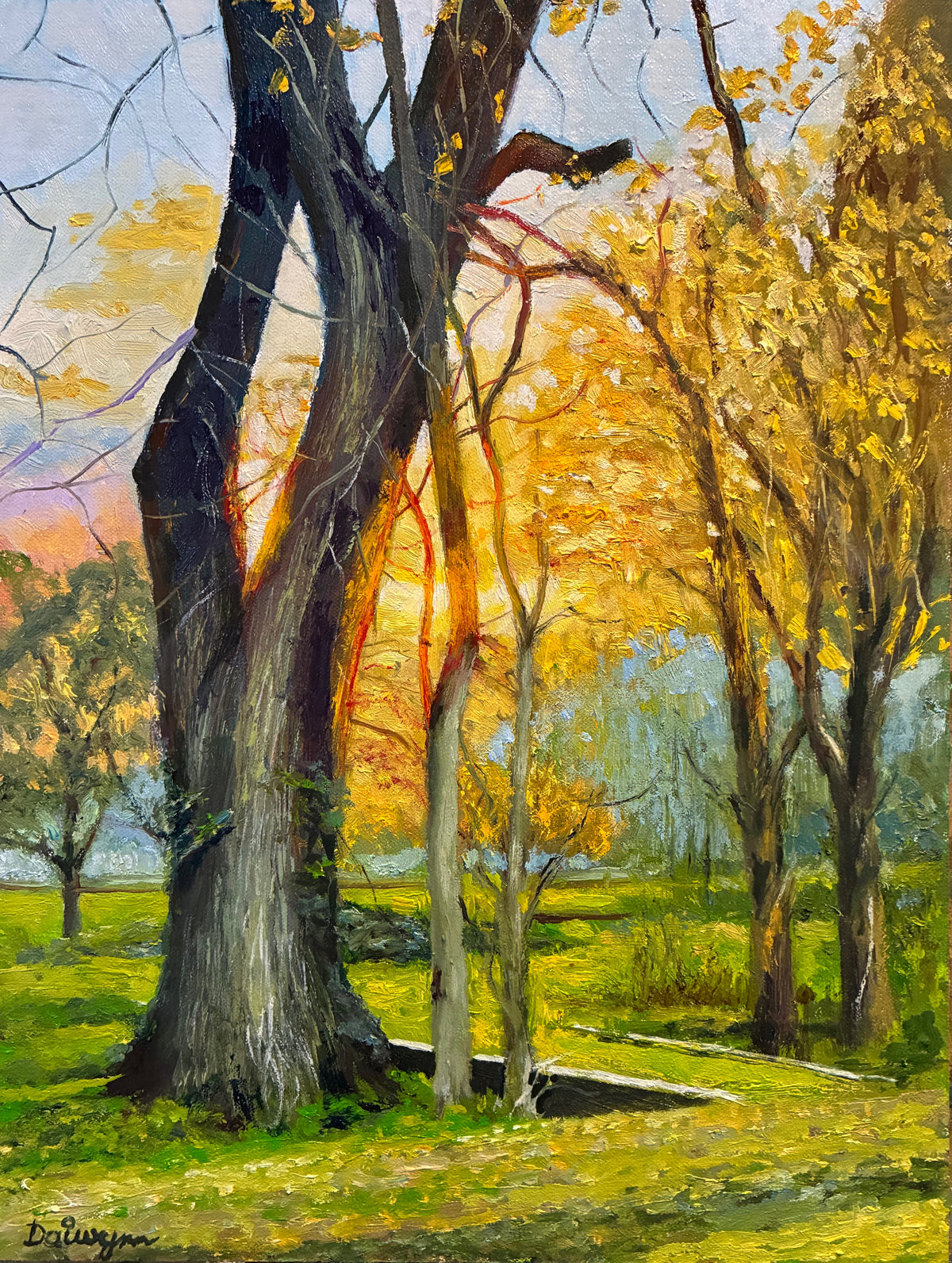 Coonawarra Sunset - Oils on canvas on hardboard, unframed - 40.6 x 30.5 x 0.5cm