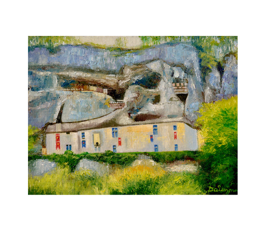 The Fortified House of Reignac, France - Oils on linen on hardboard, unframed - 30.5 x 40.6 x 0.5cm