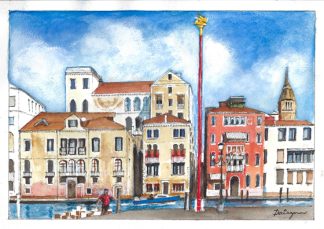 Golden Winghed Lion Venice Aquarelle