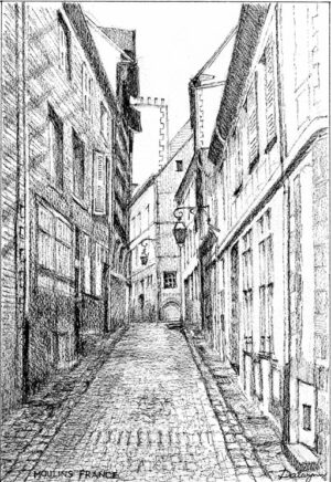 Cobbled Alley in Moulins France