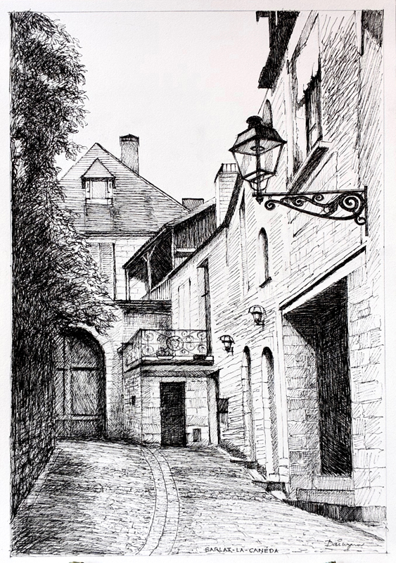 Sarlat Ruelle Sketch
