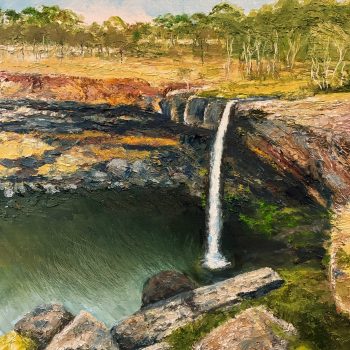 $890<br>40.6 x 30.5 x 0.5 cm<br>Oils on canvas on board Wannon Falls in Western Victoria